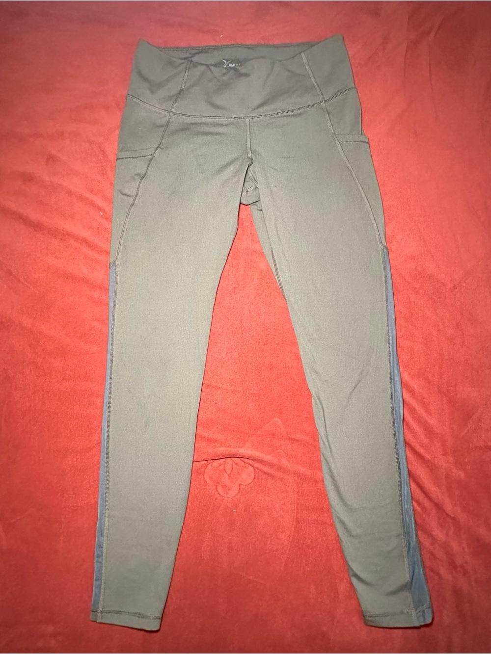 Old Navy Olive Green High-Waist Leggings with Side Panels